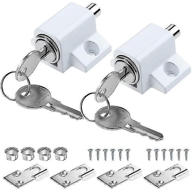 2 pestillos blancos para puerta corredera de patio, cerradura de seguridad para ventana con perno fijo