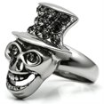 thumbnail image 4 of Luxe Jewelry Designs Women's Stainless Steel Skull Shaped Ring with Epoxy and Black Diamond Crystals, 4 of 4
