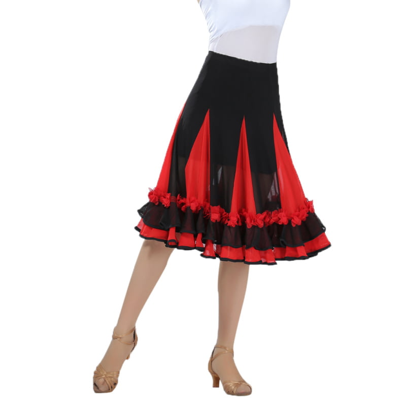 NFACE Elegant Ballroom Dancing Latin Dance Party Long Swing Race Skirt 