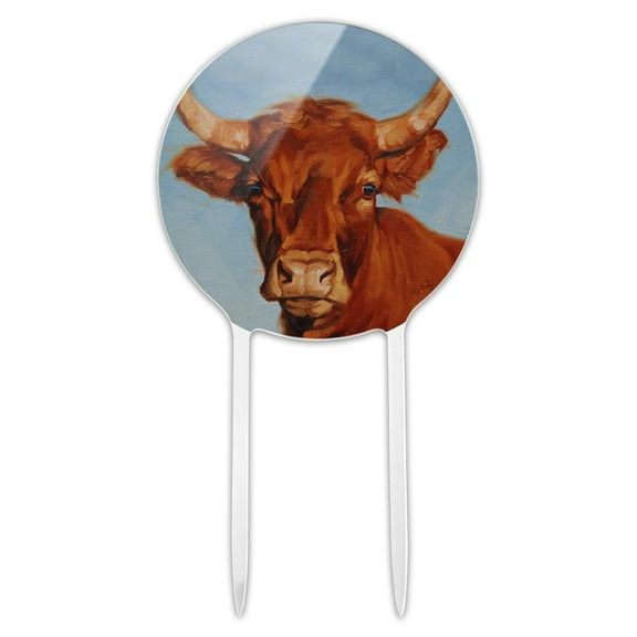 Acrylic Brown Cow Cattle Horns Cake Topper Party Decoration for Wedding Anniversary Birthday Graduation