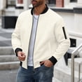 thumbnail image 3 of Yokua Fleece Bomber Coat Men Waffle Zip Up Varsity Coat Windbreaker Coat Barn Coat Outwear with Pockets, 3 of 9