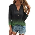 thumbnail image 2 of QIPOPIQ Womens Tshirts V Neck 3/4 Sleeve Buttons Tops Tee Solid Color Blouse Loose Fit Clearance, 2 of 6