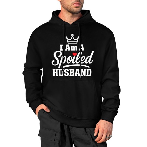 I Am A Spoiled Husband Men's Cotton Hoodie - Hooded Sweatshirt for Men Large