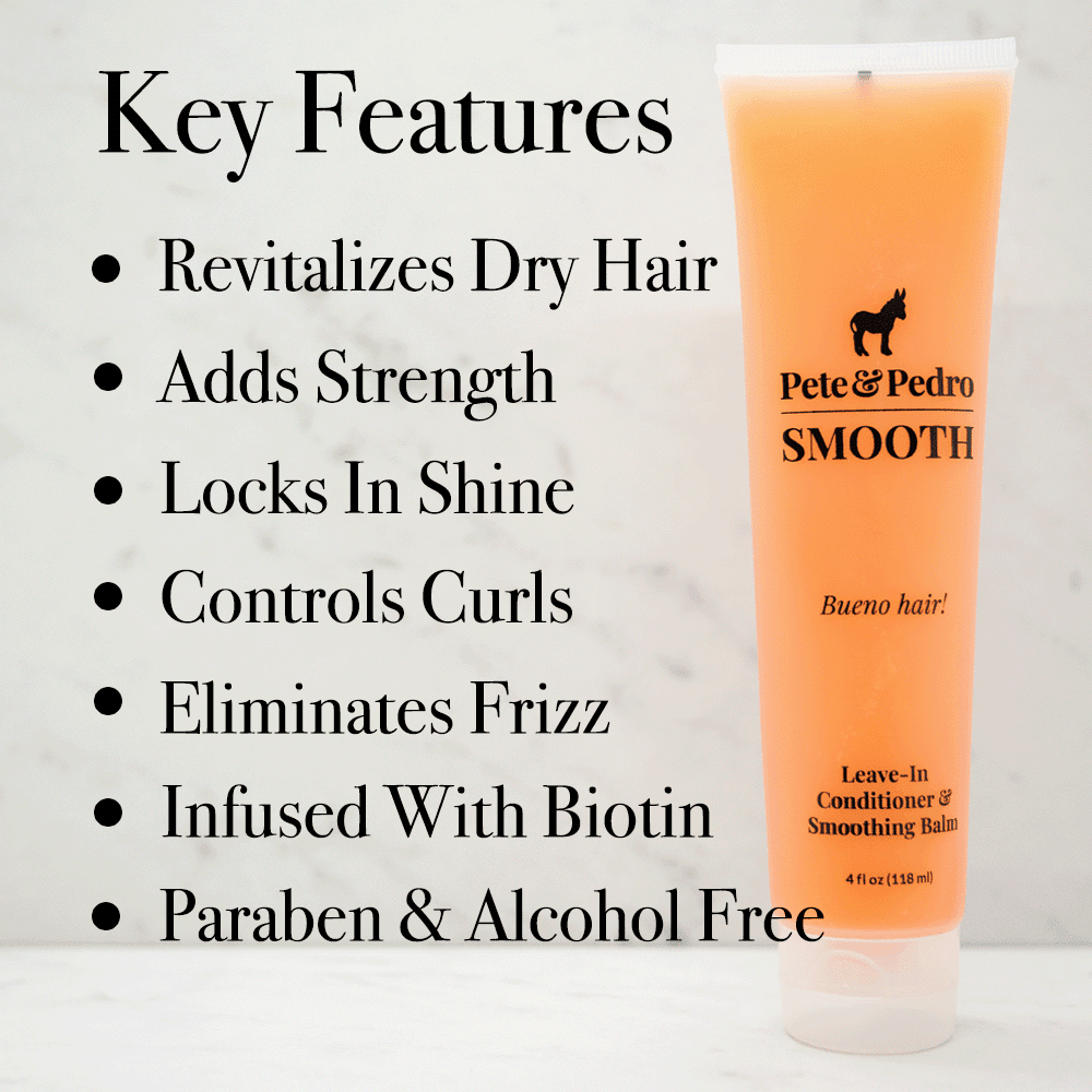 Pete & Pedro SMOOTH Leave-In Hair Conditioner Strengthen Hydrate Dry Hair, 4 oz.