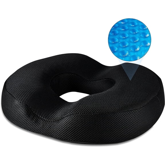 WANTELL Donut Pillow with Cooling Gel Memory Foam for Tailbone Pain Relief, Hemorrhoid, Postpartum, Sciatica, Office & Car Seat Cushion