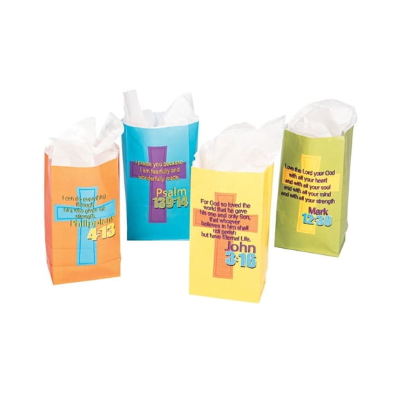 Treat Bags With Bible Verses (Dz) - Party Supplies - 12 Pieces