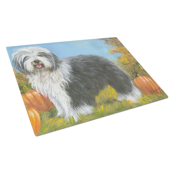 Carolines Treasures PPP3265LCB Old English Sheepdog Ocotoberfest Glass Cutting Board Large, 12H x 16W, multicolor