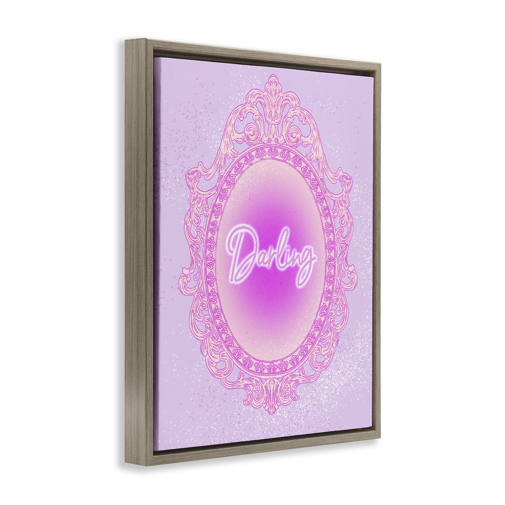 Stupell Industries Darling Ornate Mirror Brown Framed Floater Canvas Wall Art, design by Ziwei Li