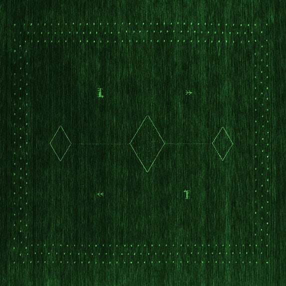 Ahgly Company Indoor Square Abstract Green Contemporary Area Rugs, 5' Square