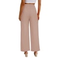 thumbnail image 4 of Wozhidaoke Wide Leg Pants Womens Casual High Waisted Work Straight Leg Dress Slacks with Pockets Bell Bottoms Womens Trousers Slacks for Women, Pink +S, 4 of 5