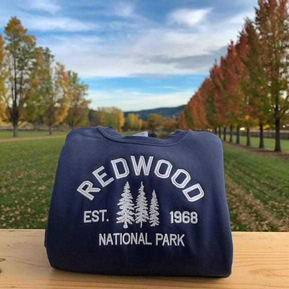 Redwood National Park Embroidery Sweatshirt, California Crewneck Embroidered, Hiking Adventure Crewneck, Outdoorsy Gift, California Forest