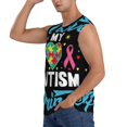 thumbnail image 3 of Balery I Love My Autism Camisetas sin mangas para hombre, absorbe la humedad y protege contra el mal olor.-XX-Large, 3 of 7