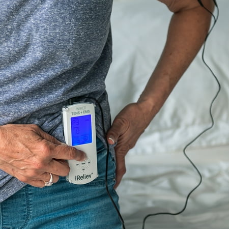 fda cleared ireliev tens unit + ems 14 therapy modes, premium pain relief and recovery system, rechargeable, large back lit display, large and small electrode pads