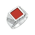 thumbnail image 4 of RYLOS Men's Rings Sterling Silver Designer Ring With Diamonds and Red Quartz Rings For Men Size 9, 4 of 6