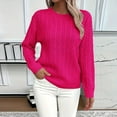 thumbnail image 2 of Women's Cable Knit Sweaters Crewneck Lightweight Long Sleeve Pullover Sweater, 2 of 5