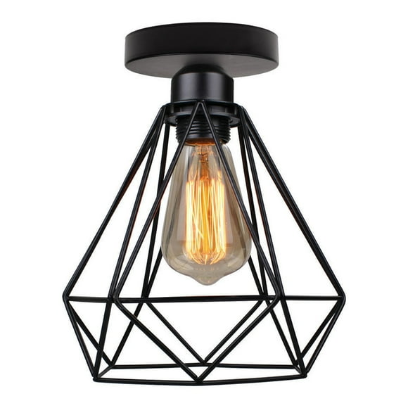 Industrial Chic Retro Black Ceiling Light, Vintage Ceiling Lights with Semi Flush Mount for Industrial Style Home Decor