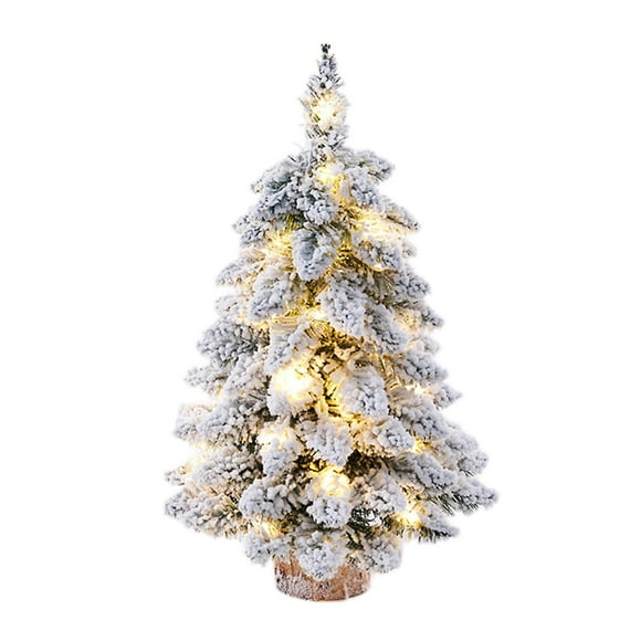 Arbre de Noël de Table Neige Floqué Arbre de Noël avec des Lumières Led