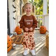 thumbnail image 3 of RUINIXCW Toddler Baby Girl Thanksgiving Outfit Kids Little Girl Fall Winter Clothes Homemade Rolls Letter Ruffled Long Sleeve Sweatshirt and Flare Pants Set, 3 of 8