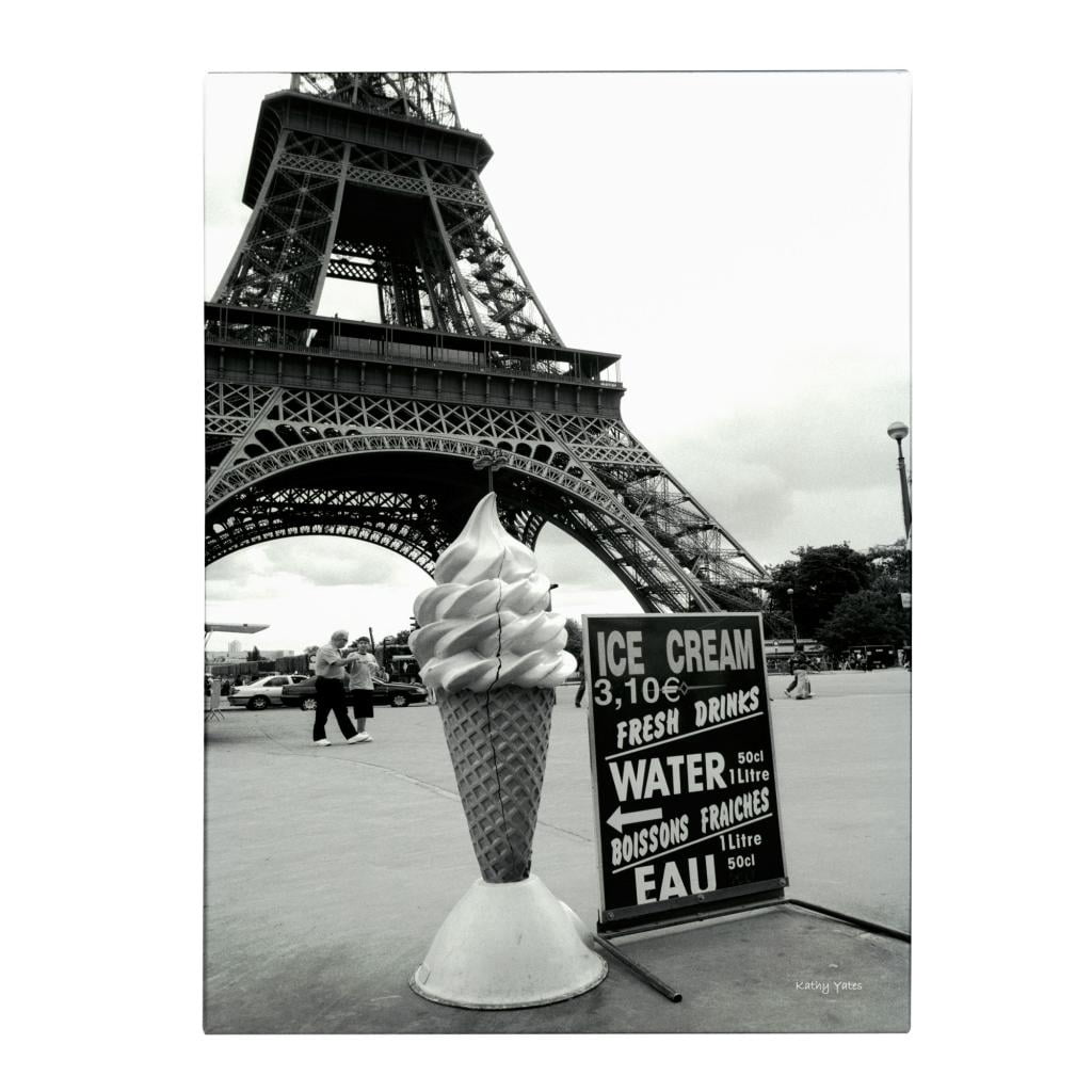 Trademark Fine Art 'Eiffel Tower with Ice Cream Cone' Canvas Art by Kathy Yates