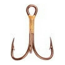 Eagle Claw 2X Treble Regular Shank Curved Point Fishing Hooks, Bronze, Size 4