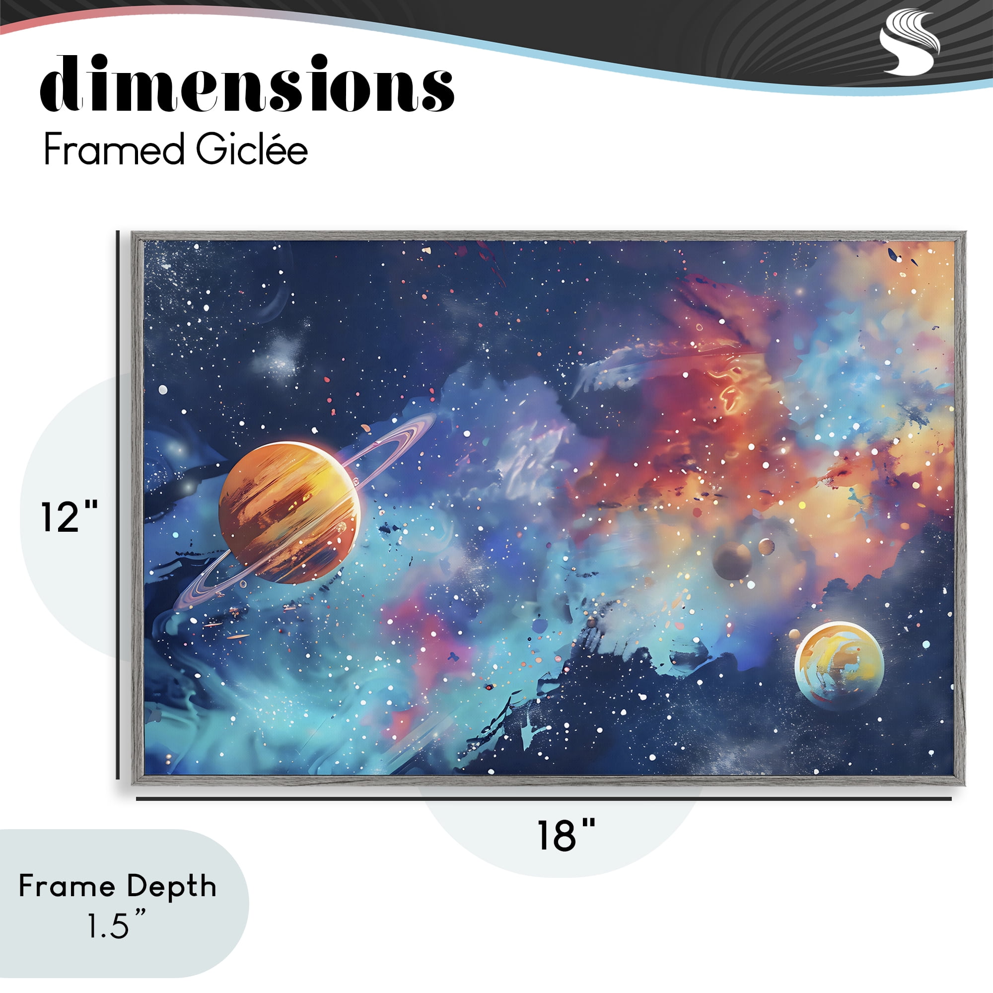 Stupell Industries Nebula Dreams Scattered Planets Gray Framed Giclee Art, design by Creative Studio