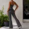 thumbnail image 3 of Women's Flared Halter Neck Jumpsuit Convert to High Waist Flared Yoga Pants- Medium, Dark Gray, 3 of 7