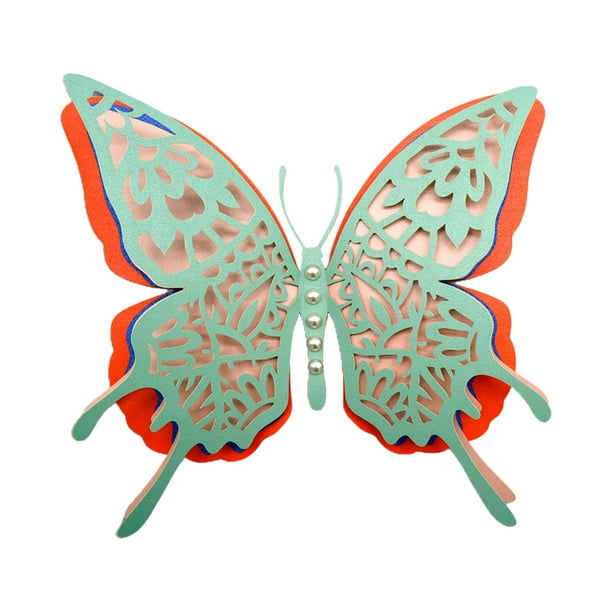 Decoración de pared de mariposa 3D, de pared DIY de mariposa grande de 4 capas para habitación, guardería, cumpleaños, adornos de Estilo B