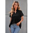 thumbnail image 2 of POGLIP Women's Black Swiss Dot Short Sleeve Flowy Top, 2 of 6