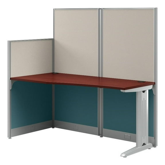 Pemberly Row 65W Straight Cubicle Desk in Hansen Cherry - Engineered Wood