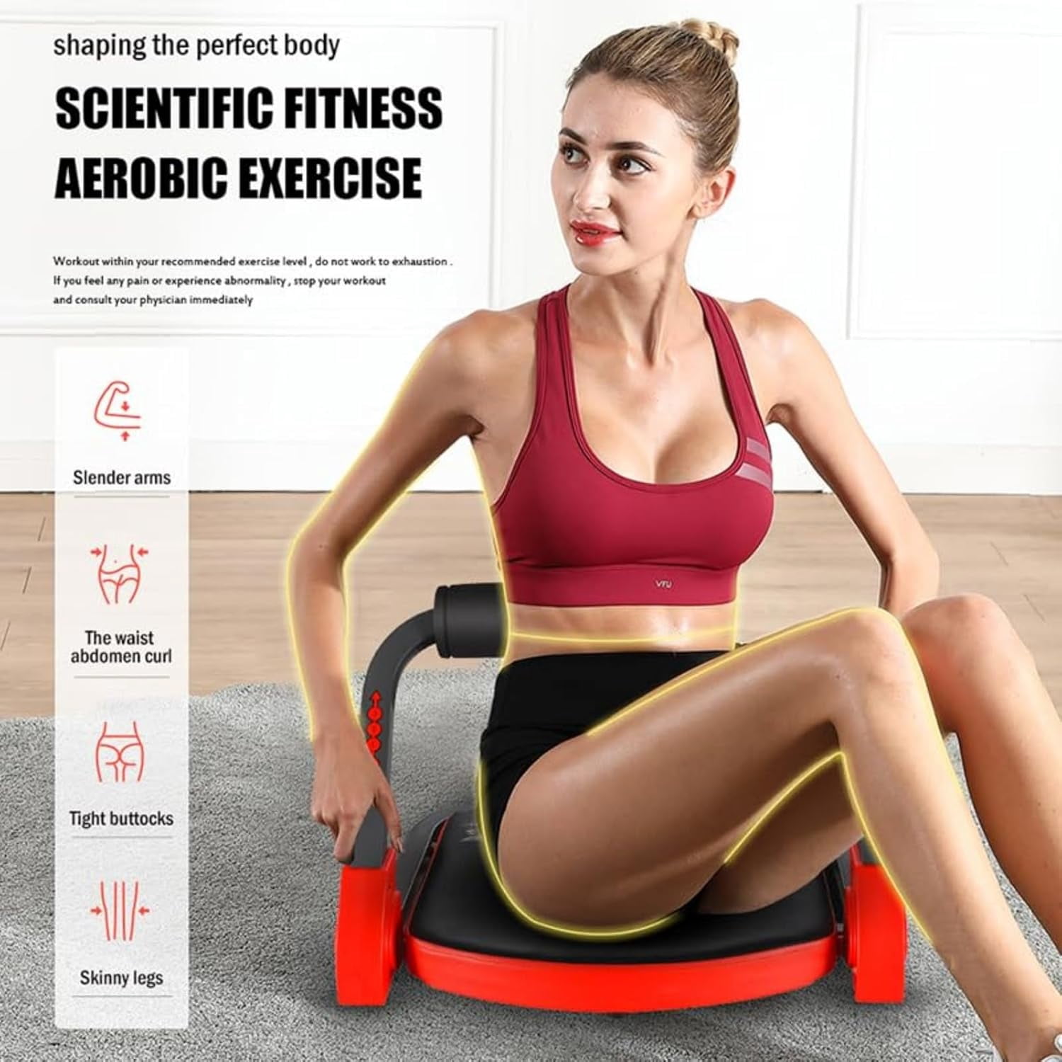 Ab Workout Equipment Sit Up Machine with Resistance Bands for Home Gym Core Trainer