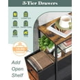thumbnail image 5 of Narrow Dresser for Bathroom, Slim Dresser Storage Cabinet, Chest of 3 Fabric Drawers with Wood Shelf, Bedroom Organizer Tower for Small Space, Closet, Laundry, Black, 5 of 8