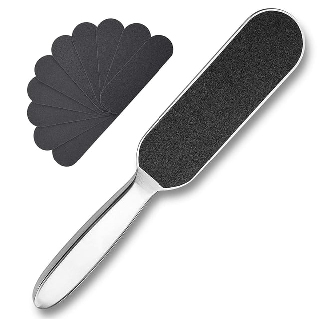 Colossal Lima para pies y removedor de callos con paleta reemplazable, pedicura para el cuidado de los pies de metal para eliminar la piel dura, almohadillas reutilizables de doble cara gruesas/finas, Namotu LT364