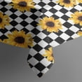 thumbnail image 3 of Black White Checker Sunflower Pattern Rectangle Tablecloth 60"x84",Waterproof Polyester Rectangle Table Cloth, Wipeable Spillproof Polyester Tablecloth for Dining, Camping, Indoor and Outdoor, 3 of 5