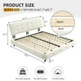 thumbnail image 4 of Queen Size Bed Frame with Tufted Headboard, Chenille Upholstered Platform Bed Frame with Extra-Large Cloud Pillow, Wooden Slats Support, No Box Spring Needed, Noise Free, White, 4 of 8