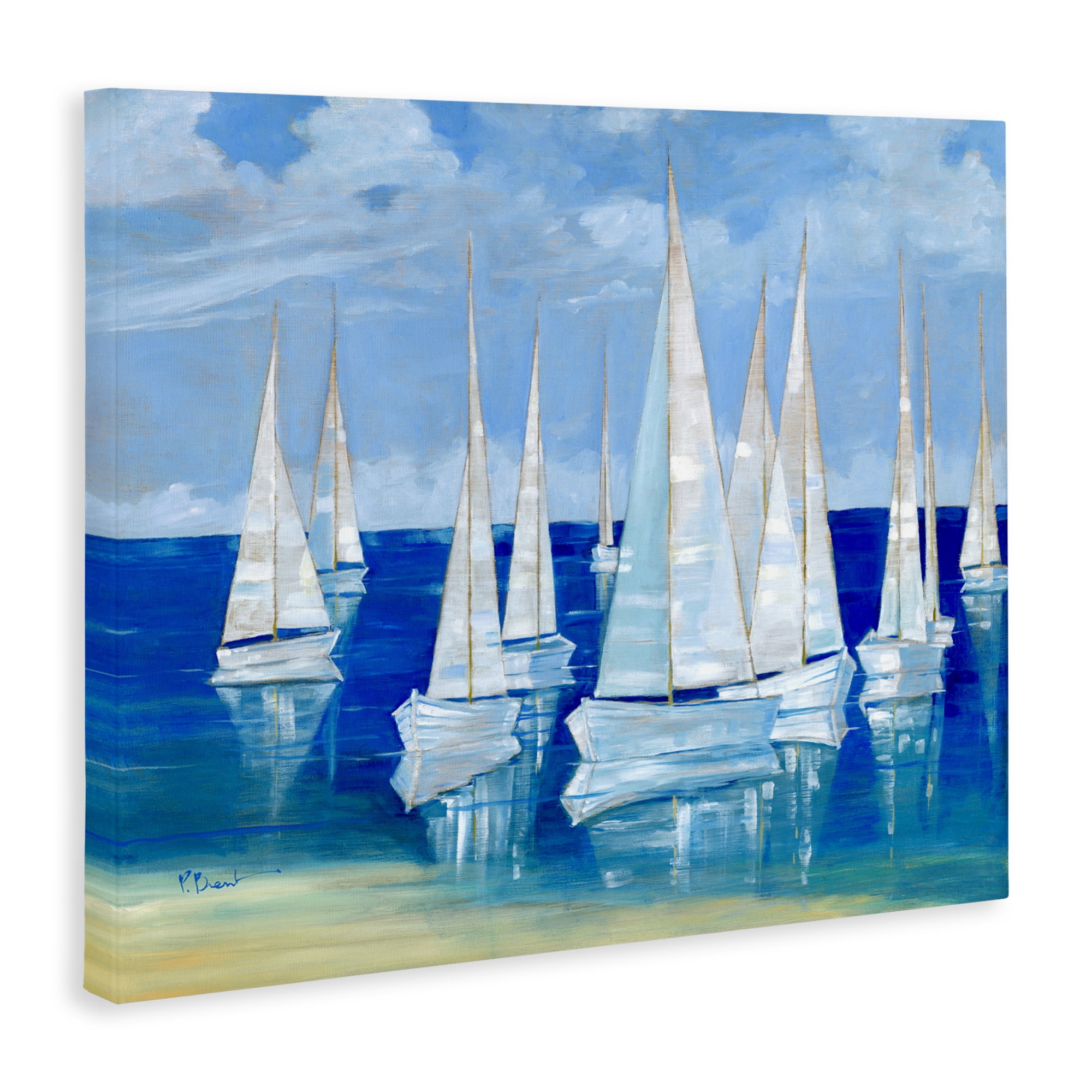 Stupell Industries Blanco Beach Sailboats Canvas Wall Art, design by Paul Brent
