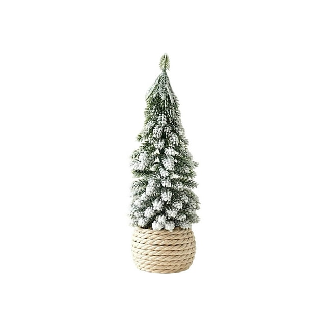 Mini Flocked Snow-Covered Cedar Tabletop Tree Christmas Desk And Mantel Decorations