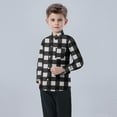 thumbnail image 4 of ZACPNCV Boys Girls Long Sleeve Plaid Button Up Shirt Kids Casual Button Down Shirts Tops with Pockets Black 2-3 Years, 4 of 8
