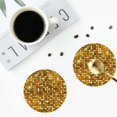 thumbnail image 4 of Pofeuu Bright Shiny Golden Print Coasters for Drinks, 4Pack PU Leather Coasters, Bar Drink Coasters for Tabletop Protection, Furniture from Damage-Round Shape, 4 of 6