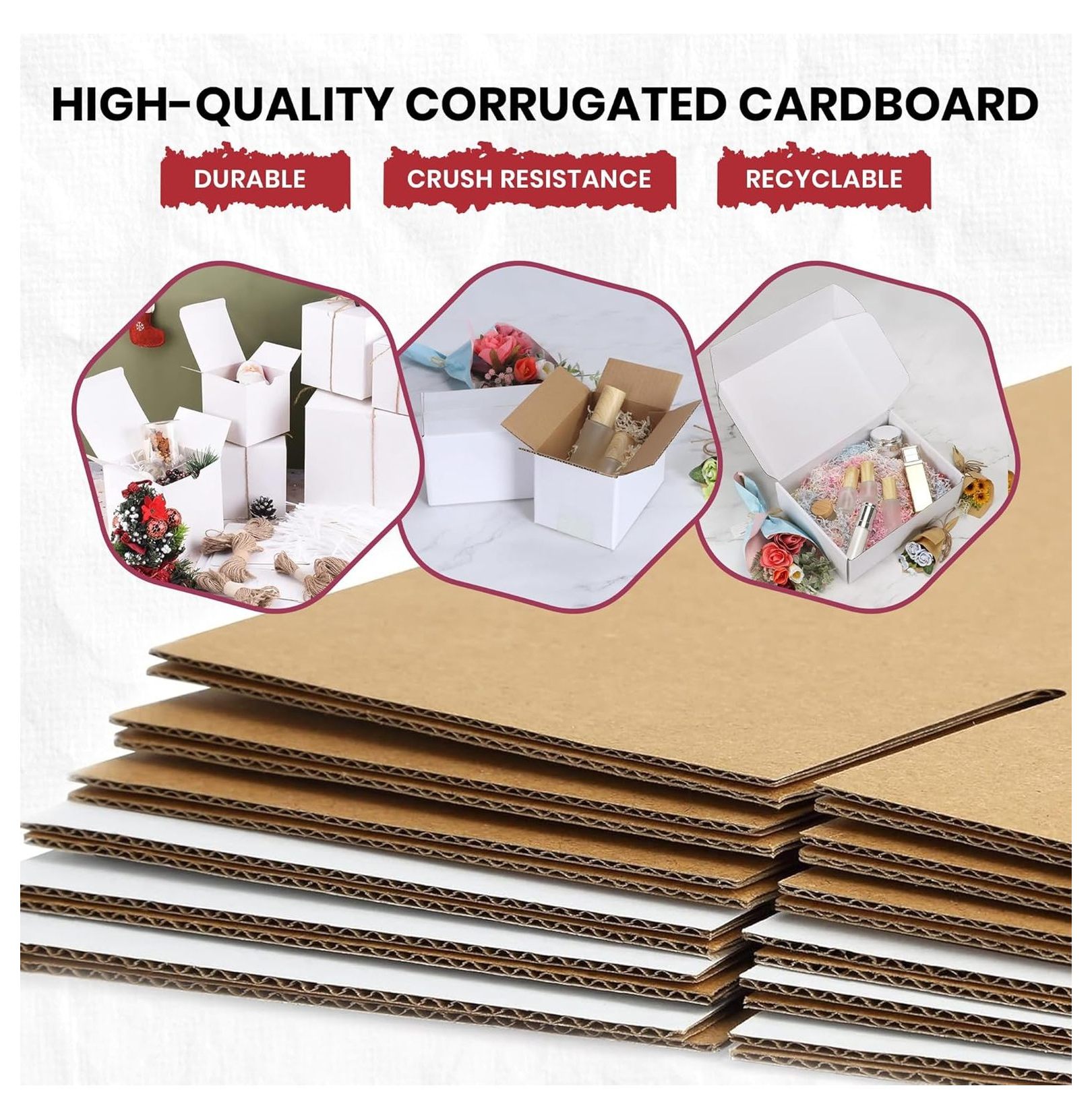White Shipping Boxes 6x6x6 Heavy Duty, Lightweight, 6"L X 6"W X 6"H Foldable Corrugated Cardboard Mailer Boxes for Packaging Small Business Mailings Gifts Promotions Moving Box 50 Pack