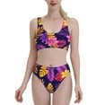 thumbnail image 2 of Picia Purple Flower Women's High Waisted Bikini Scoop Neck Swimsuit Two Pieces Bathing Suit-XX-Large, 2 of 8