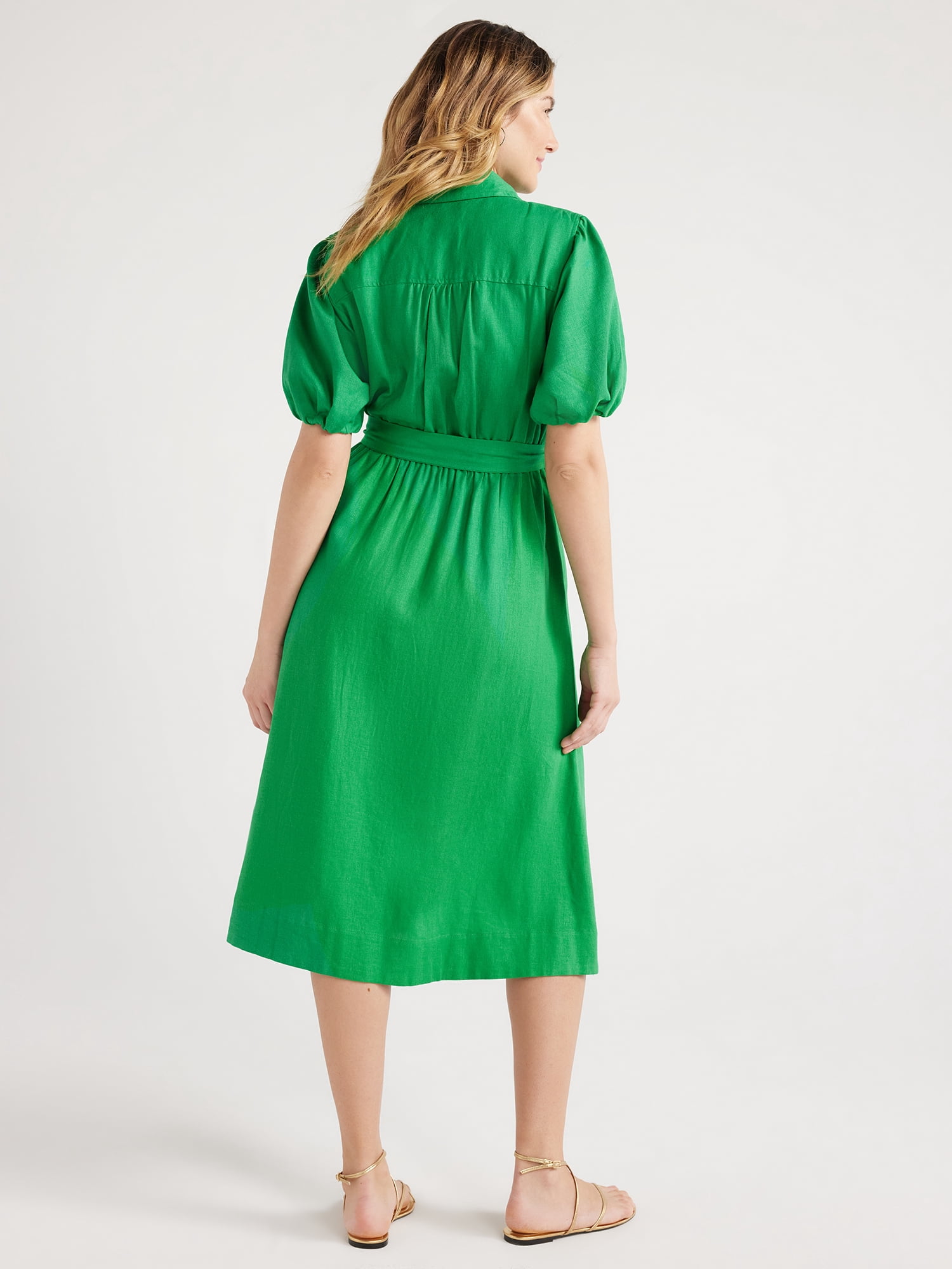 free assembly women's cotton midi dress with puff sleeves reviews Free Assembly Women's and Women's Plus Cotton Midi Dress with Puff Sleeves, Sizes XS-4X