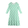 thumbnail image 5 of Abcomgle Long Dresses for Girls 12-14 Casual A-Line Ruffle Long Sleeve Maxi Dress Polka Dot Crew Neck Sundresses Tiered Dresses with Pockets,Mint Green, 5 of 5