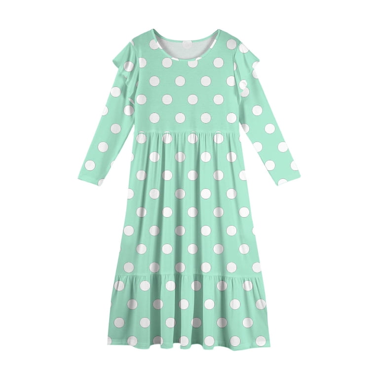 Abcomgle Girls Fall Dresses 10-12 Casual A-Line Ruffle Long Sleeve Maxi Dress Polka Dot Sundresses Beach Crew Neck Tiered Dresses with Pockets,Mint Green - Walmart.com Abcomgle Girls Fall Dresses 10-12 Casual A-Line Ruffle Long Sleeve Maxi Dress Polka Dot Sundresses Beach Crew Neck Tiered Dresses with Pockets,Mint Green - Walmart.com