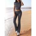 thumbnail image 5 of Solid Color Slim Fit Short Sleeve Trousers Suit Dark Gray M, 5 of 8