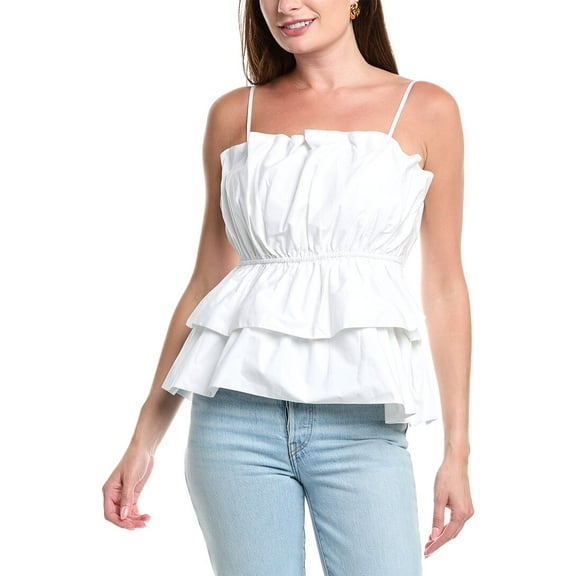 Milly womens  Naomi Poplin Top, l, White