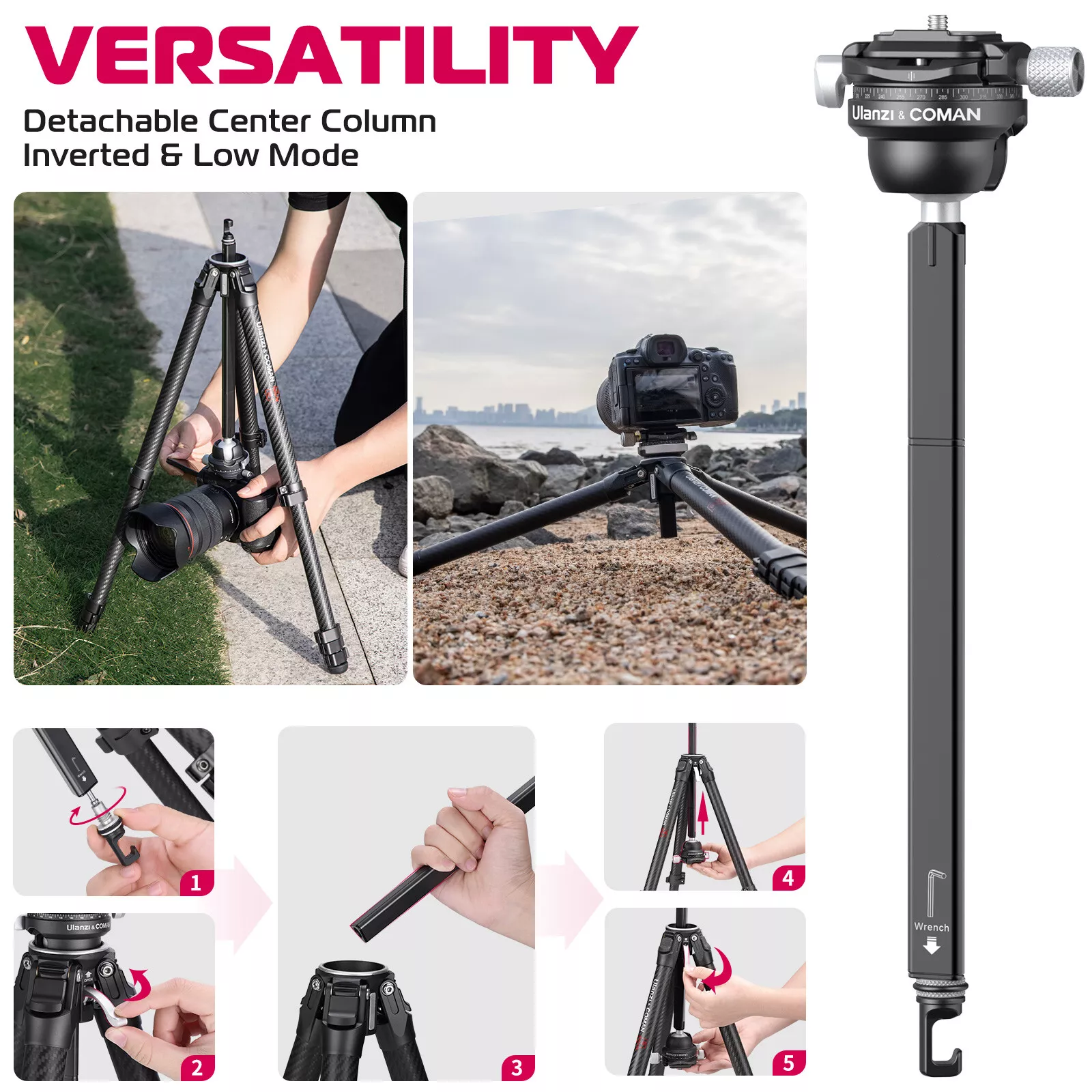 Ulanzi 3028 Zero Y Lightweight Travel Tripod for DSLR Camera - Lightweight, Versatile, and Durable