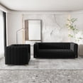 thumbnail image 6 of 3 Seater Sofa and Armchair Set 2 Piece, Modern Velvet Couches for Living Room Furniture Sets with Gold Leg, Luxury Sets of 2 Sectional Sofas for Bedroom Office Apartment Black, 6 of 7