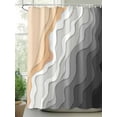 thumbnail image 2 of Fsddascl Gray Coastal Beach Shower Curtain Set - 60" x 72" Washable Bathtub Curtain with 12 Hooks, Vintage Simple Sea Waves Striped Waterproof Fabric Stall Shower Curtains for Bathroom/Bathtub, 2 of 6