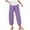 M573 Purple, variant on Women Pants For Summer Solid Color Elastic Waist Loose Pants Casual Fashion Daily Wear Female Leisure Clothes Blue