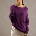 thumbnail image 7 of VISALY Knitted Pullover Sweaters Crochet Sweaters Light Weight Sweaters Casual Long Sleeve Tops Winter Knit Drop Shoulder Sweater Fall Boat Neck Sweater Running Sweatshirts Plain Sweatshirt Purple Xl, 7 of 7